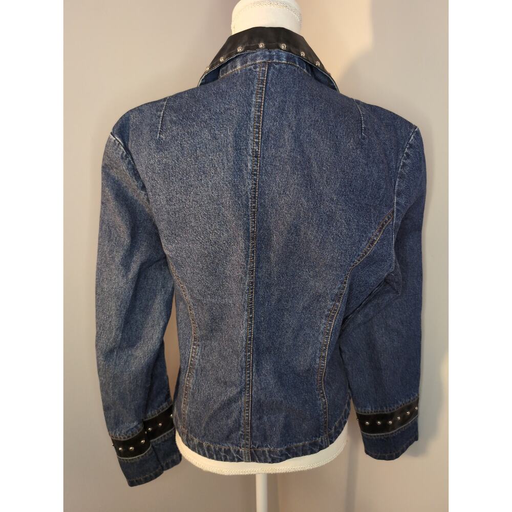 Vintage denim studded southwestern cross sleeve jacket L - Picture 6 of 8